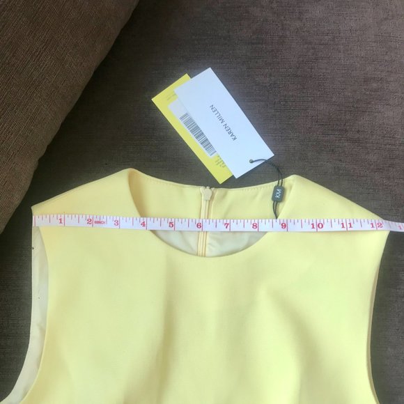 *NWT* Karen Millen Yellow Italian Stretch Escaping Bow Ribbed Dress (US Size 4) - Picture 10 of 16